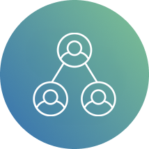 A picture of a group of people connected to each other.