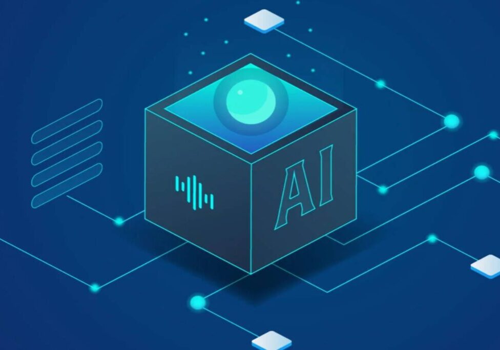 A blue cube with the word ai on it.